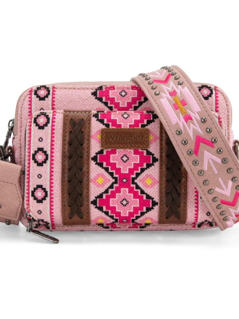 Wrangler Crossbody Bag for Women Boho Aztec Small Multi Pocket Crossover Purse